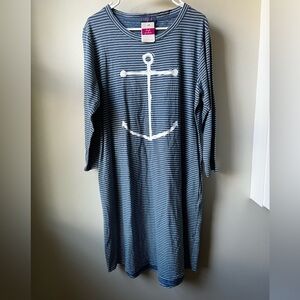 FRESH PRODUCE NWT Pinstripe Catalina Dress Anchor Beachy Coastal Deep Dive L